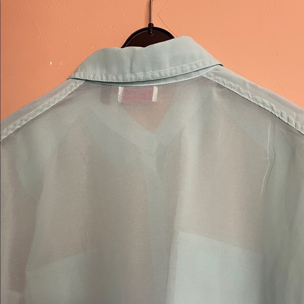 Soulmates Mint Studded Sheer Button-Down Blouse - Picture 8 of 8